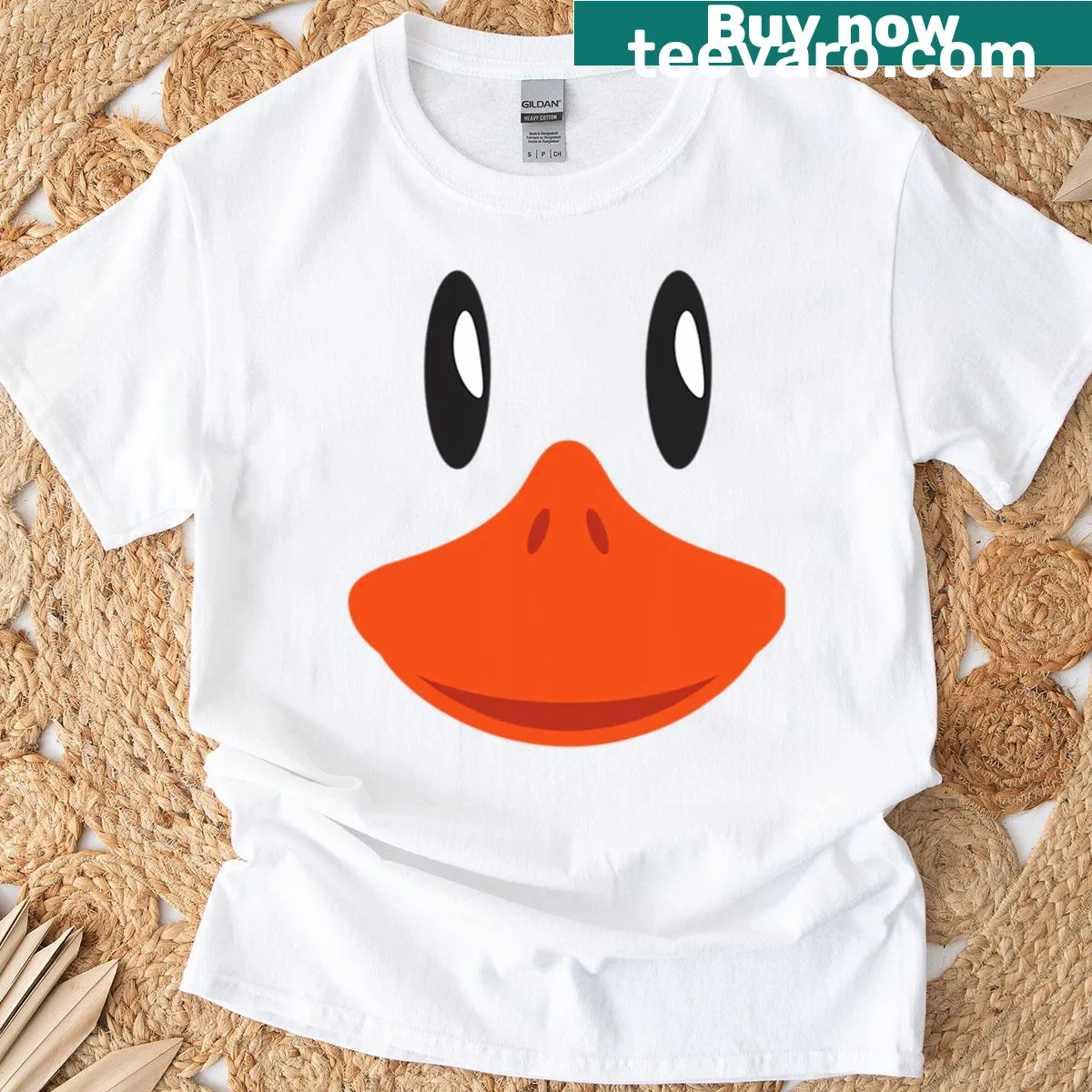 Cute cartoon duck face design on Halloween t-shirt — on a men's t-shirt