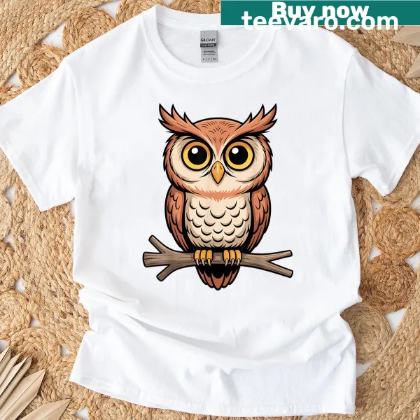 Cute barn owl illustration t-shirt for owl lovers