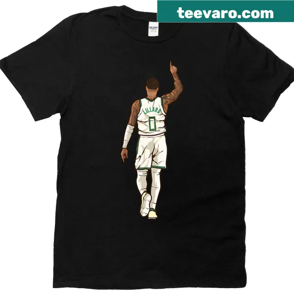 Damian Lillard celebrating with pointing up graphic