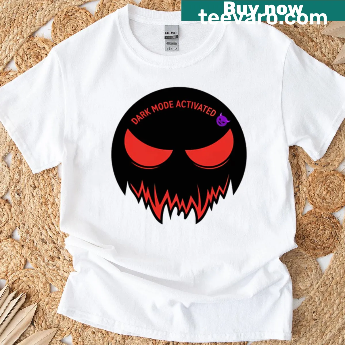 T-shirt with an edgy ghost and the phrase 'Dark Mode Activated' — on a men's t-shirt