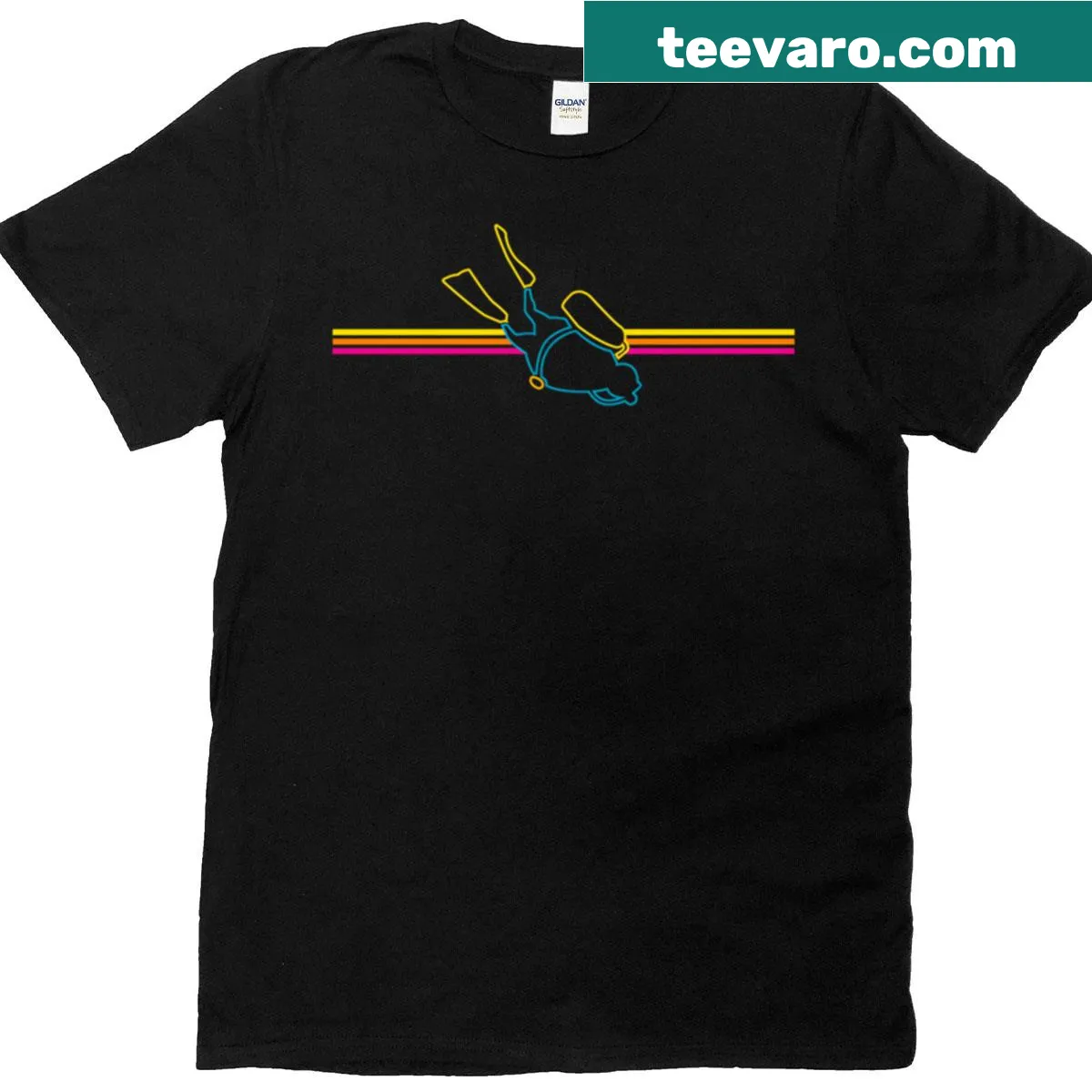 Fan art T-shirt inspired by Dave the Diver featuring an ocean theme — on a men's t-shirt