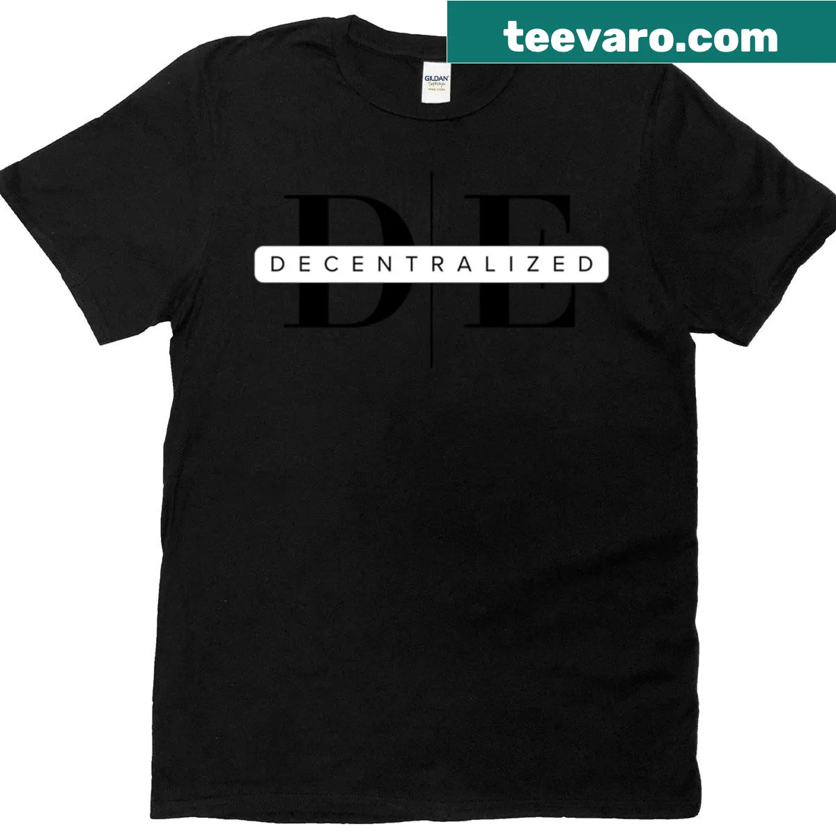 Minimalist typography design for decentralized crypto enthusiasts — on a men's t-shirt