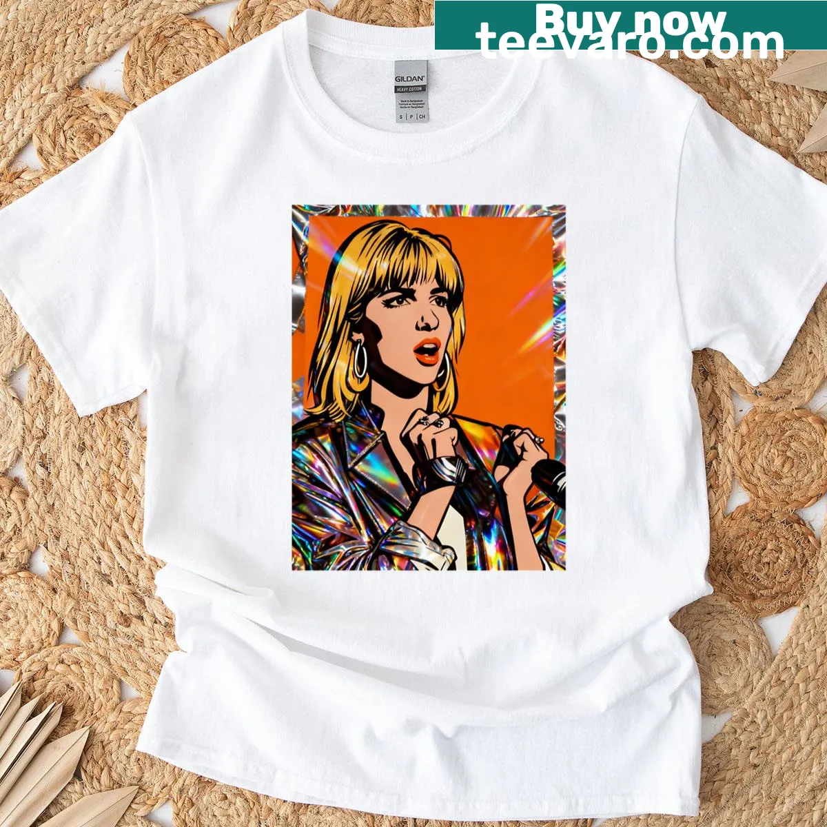 Pop art T-shirt featuring Debbie Gibson's The Foolish Beat design. — on a men's t-shirt