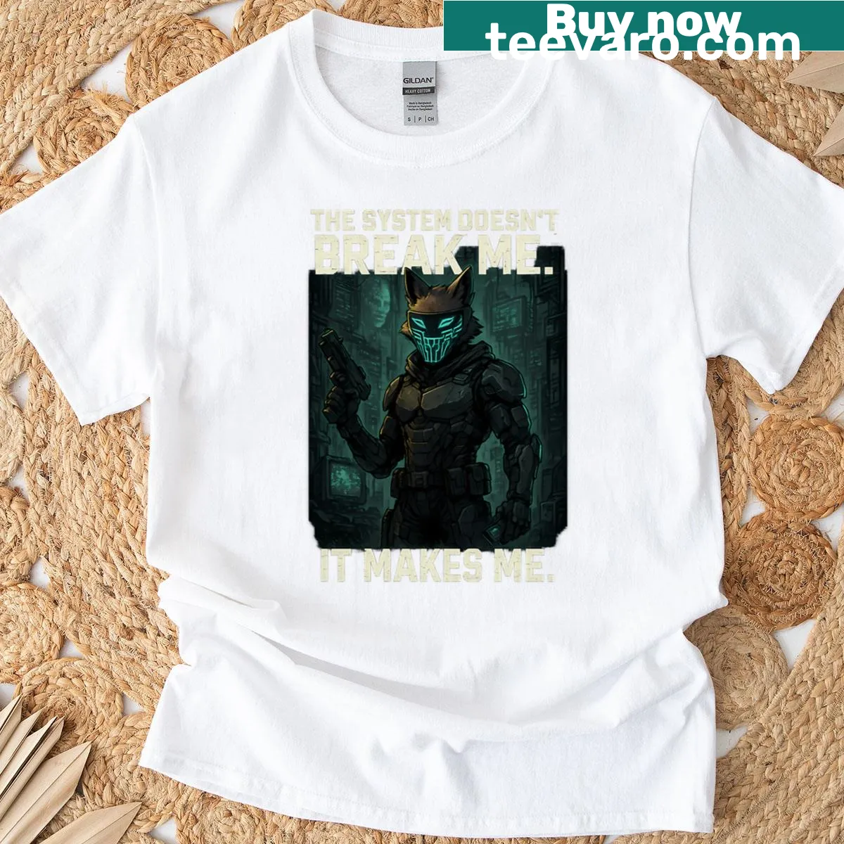 Shadowfox illustration representing rebellion against the system — on a men's t-shirt