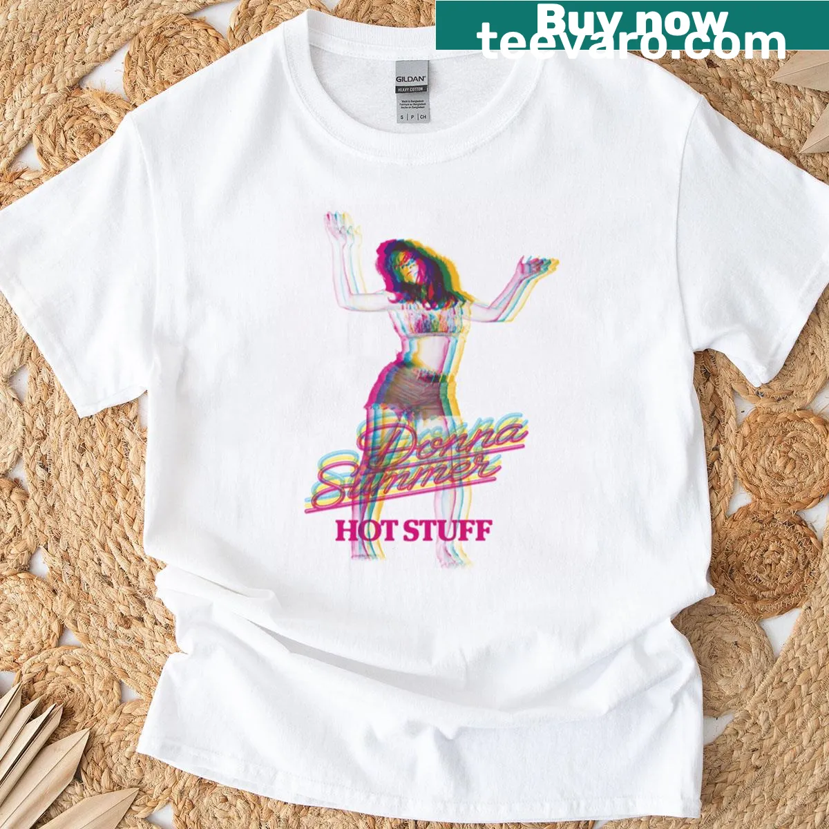 Vintage-inspired Donna Summer disco T-shirt with retro design — on a men's t-shirt