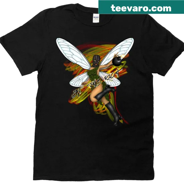 Playful oversized T-shirt with 'Eat The Rich' and a pixie design