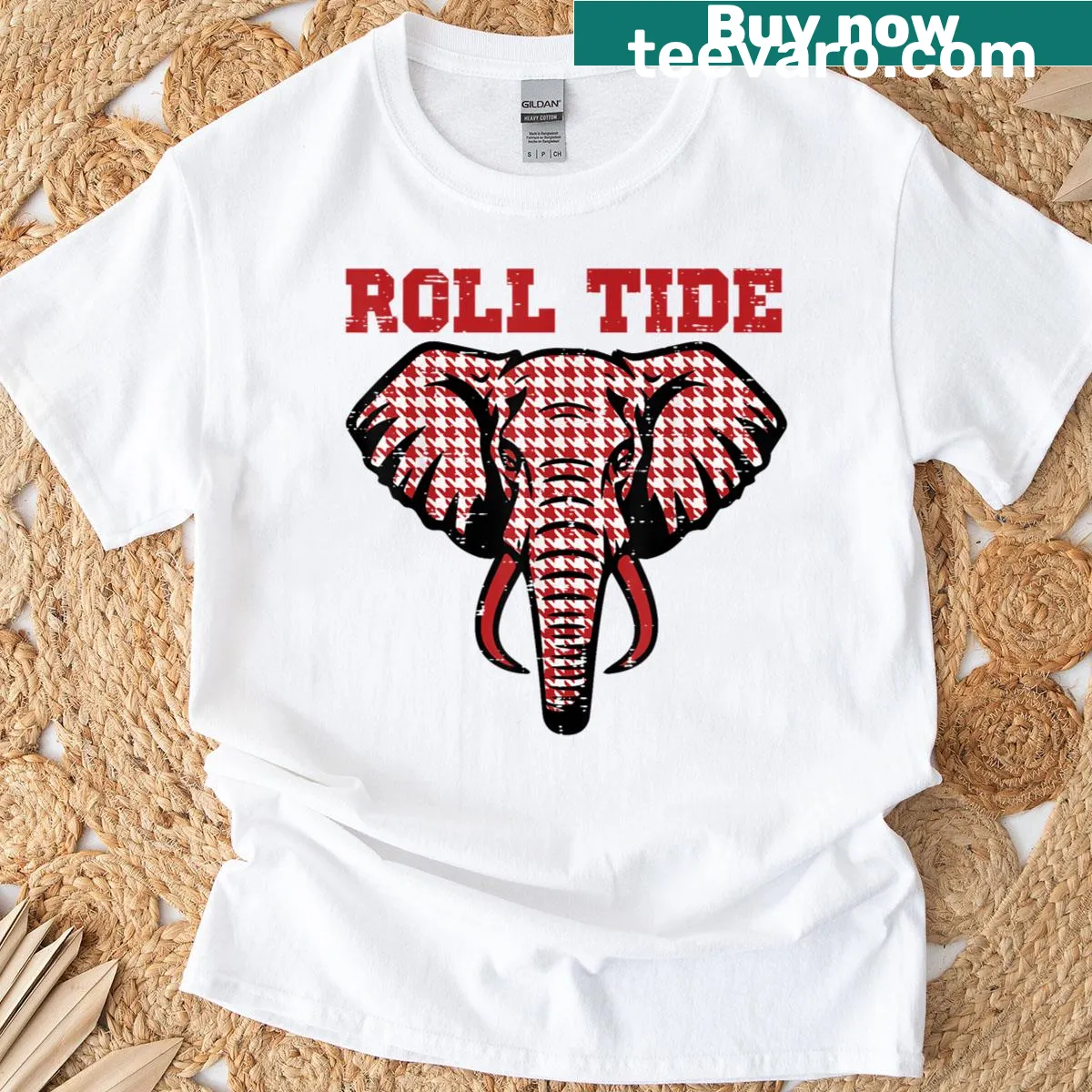 Typography design T-shirt featuring Elephant Roll Tide — on a men's t-shirt