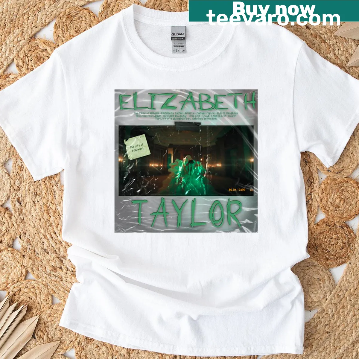 Vintage-style T-shirt featuring Elizabeth Taylor design — on a men's t-shirt