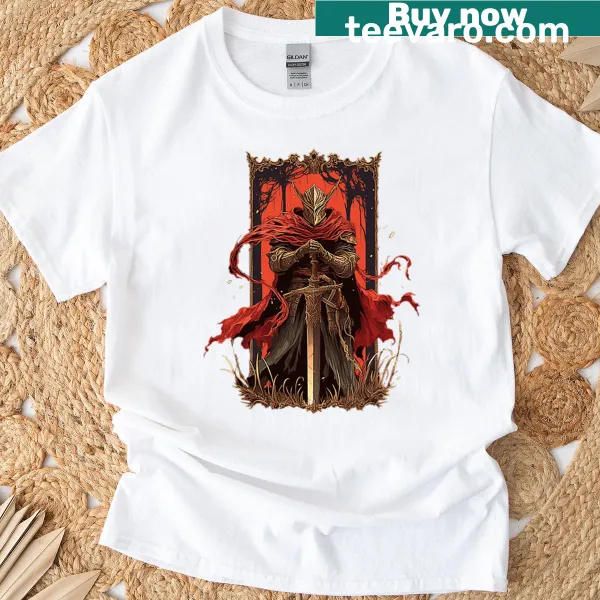 Illustration of an epic knight with sword from Elden Ring