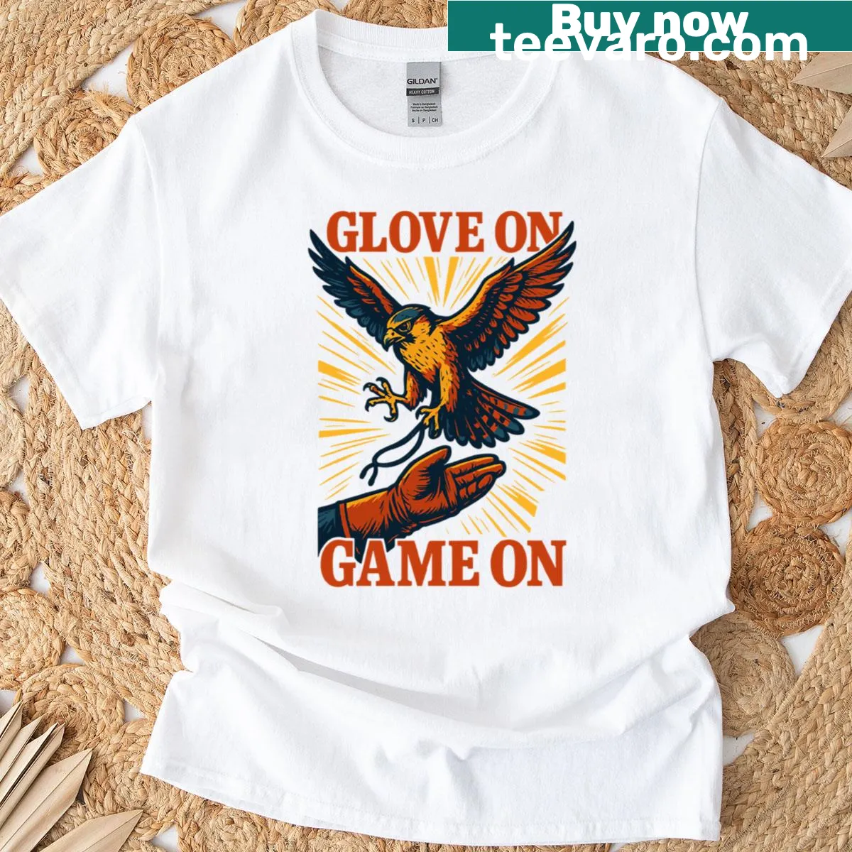 Illustration of a falcon for falconry lovers on a t-shirt — on a men's t-shirt