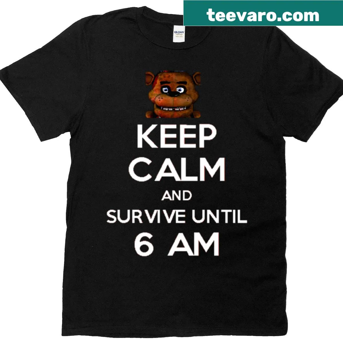 Gaming-themed t-shirt inspired by Five Nights at Freddy's — on a men's t-shirt