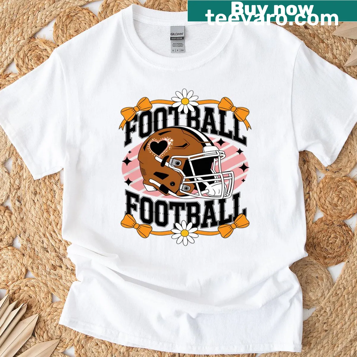 Charming game day T-shirt with a football-themed illustration — on a men's t-shirt