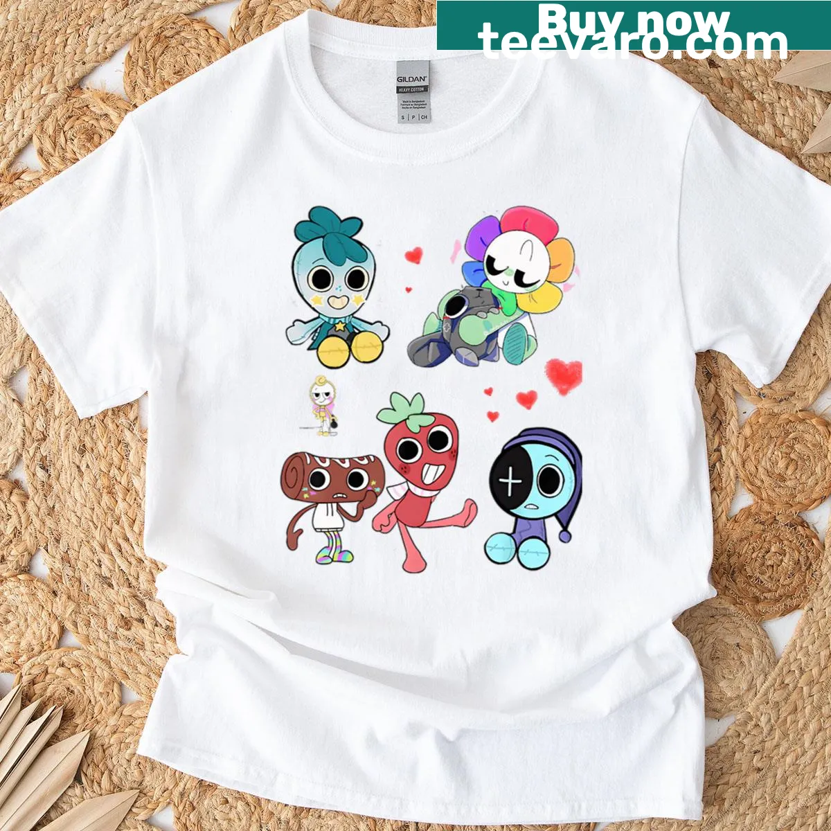 90s retro gaming cartoon character t-shirt with fun graphics — on a men's t-shirt