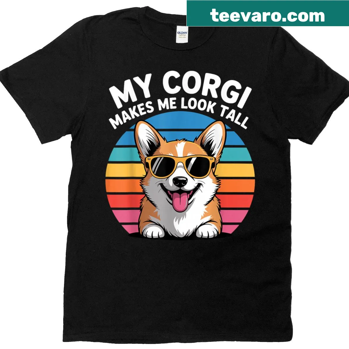 Cute cartoon corgi graphic on a T-shirt — on a men's t-shirt