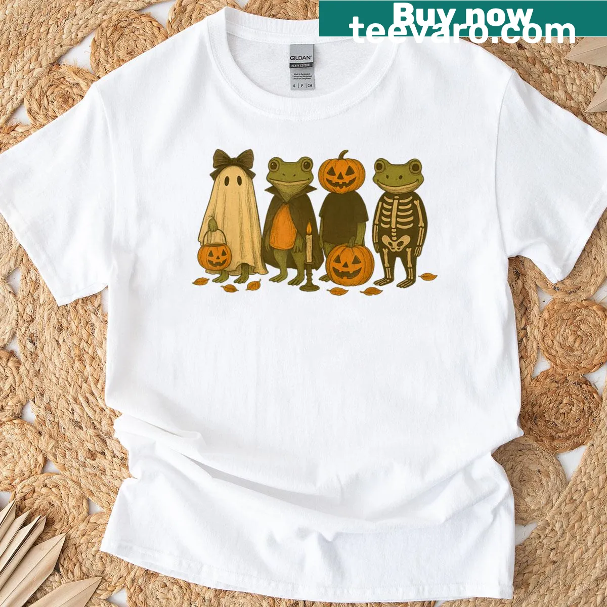 Cute frog illustration T-shirt for Halloween — on a men's t-shirt