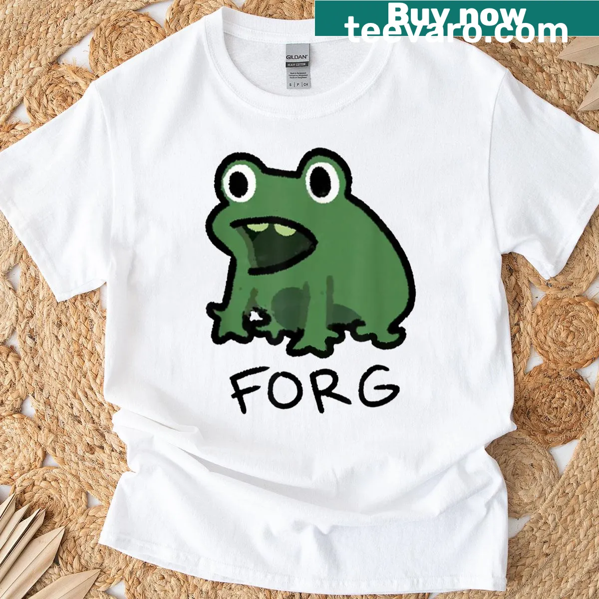 Humorous frog meme T-shirt with a playful cartoon design — on a men's t-shirt