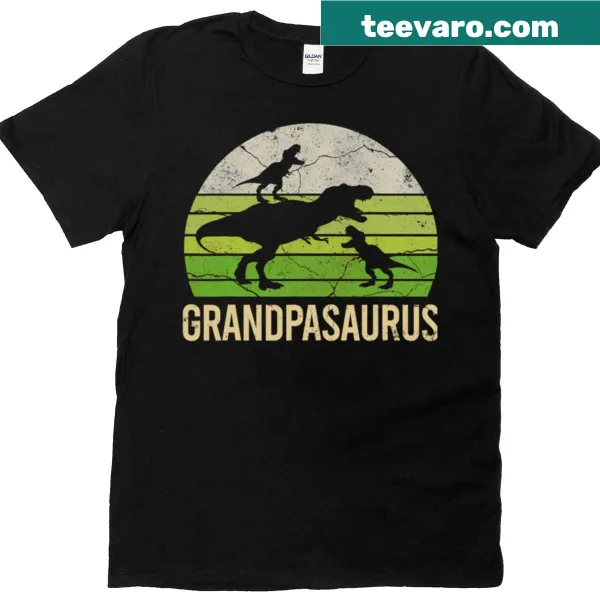 Whimsical dinosaur-themed t-shirt for grandpas with humorous text