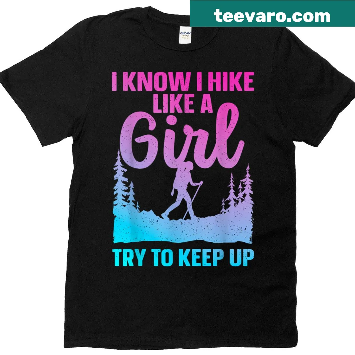 Funny hiking-themed T-shirt with humorous outdoor graphics for women — on a men's t-shirt