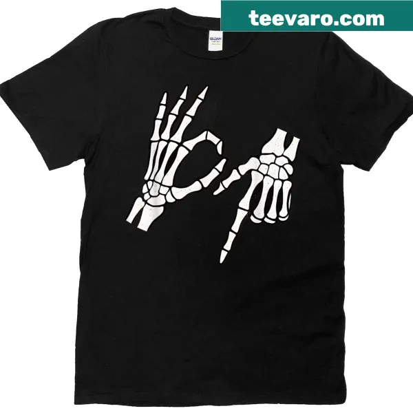 Skeleton hands holding numbers 6 and 7 in cartoon style for kids