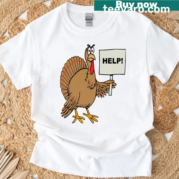 Vintage-style t-shirt featuring a humorous Thanksgiving turkey sign
