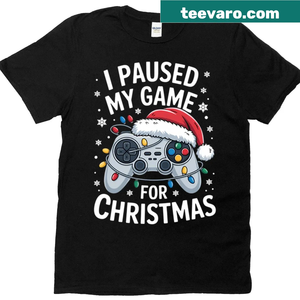 Christmas-themed gaming shirt with festive graphics — on a men's t-shirt