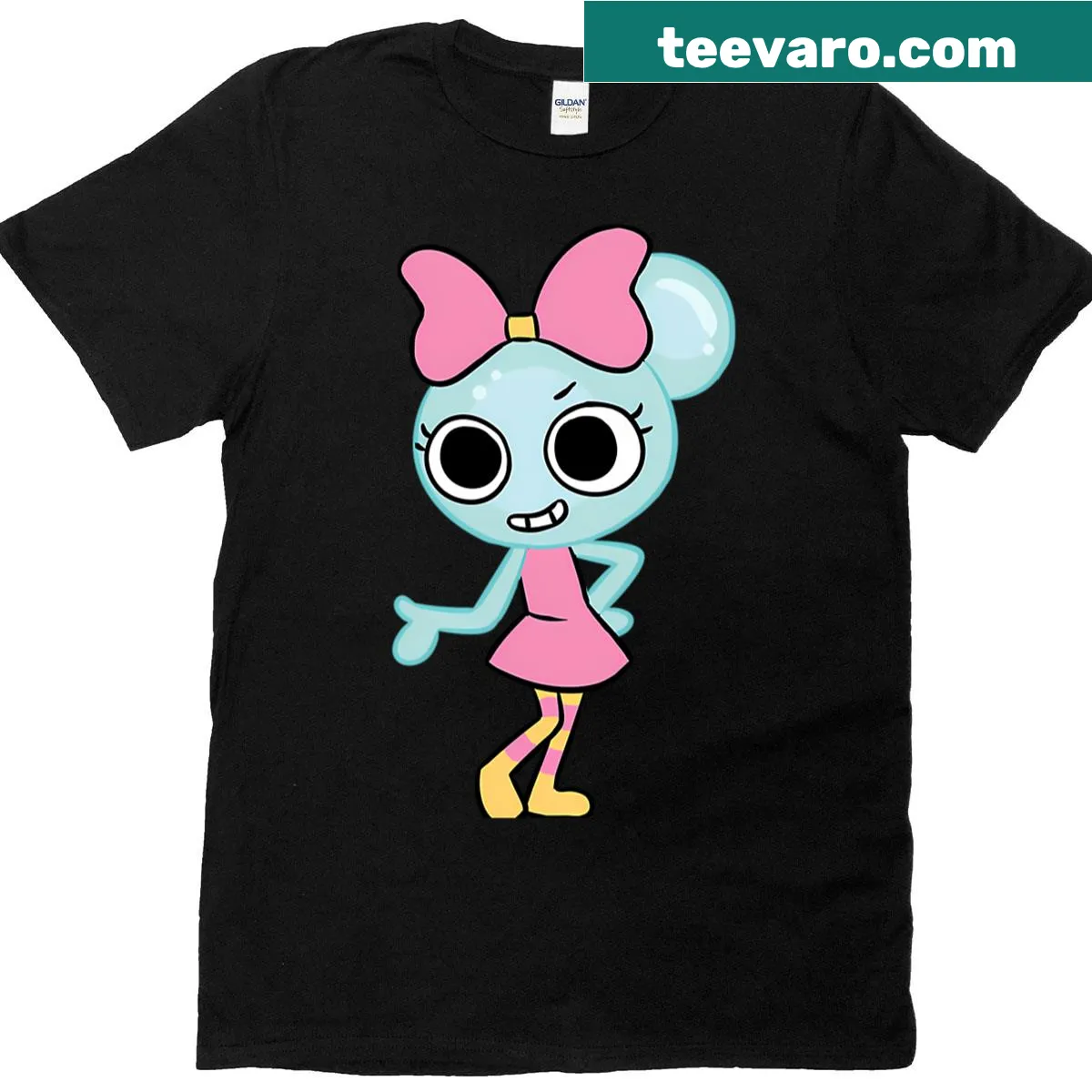 Cartoonish gaming movie-themed t-shirt with cute graphics — on a men's t-shirt