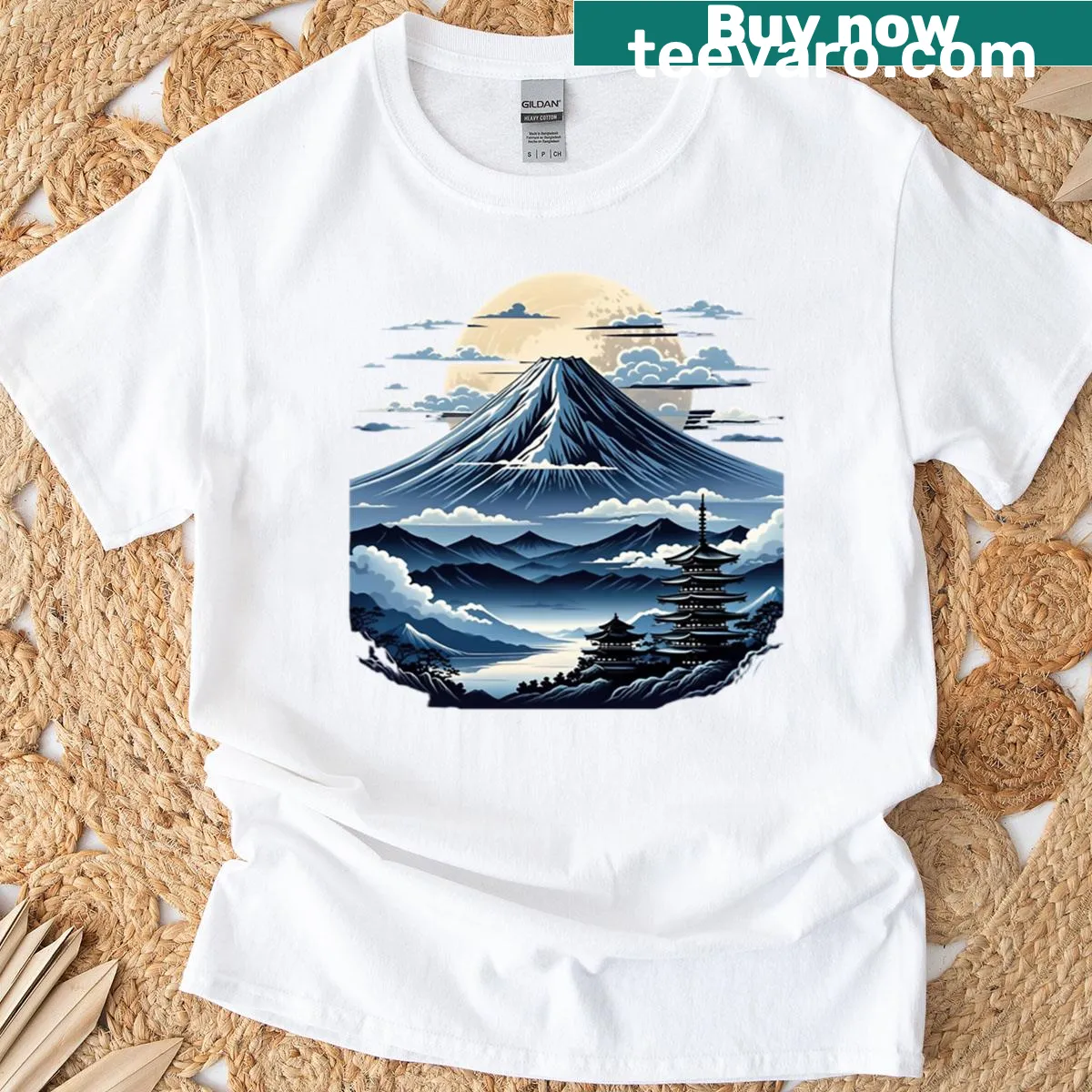 Minimalist illustration of the Yotei spirit on a t-shirt — on a men's t-shirt