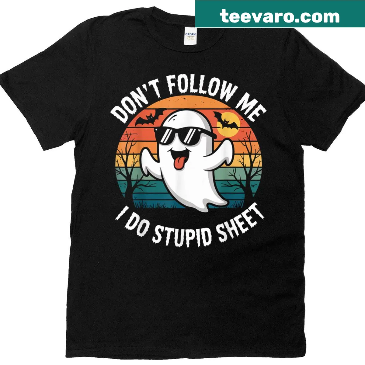 Retro ghost T-shirt with a humorous Halloween costume design — on a men's t-shirt