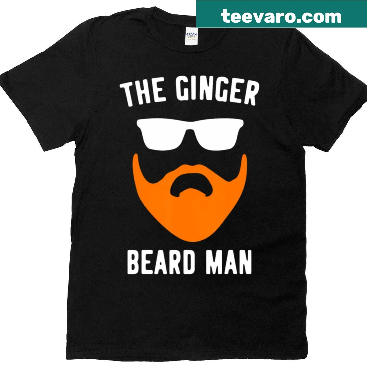 Funny t-shirt for men with ginger beard graphic — on a men's t-shirt