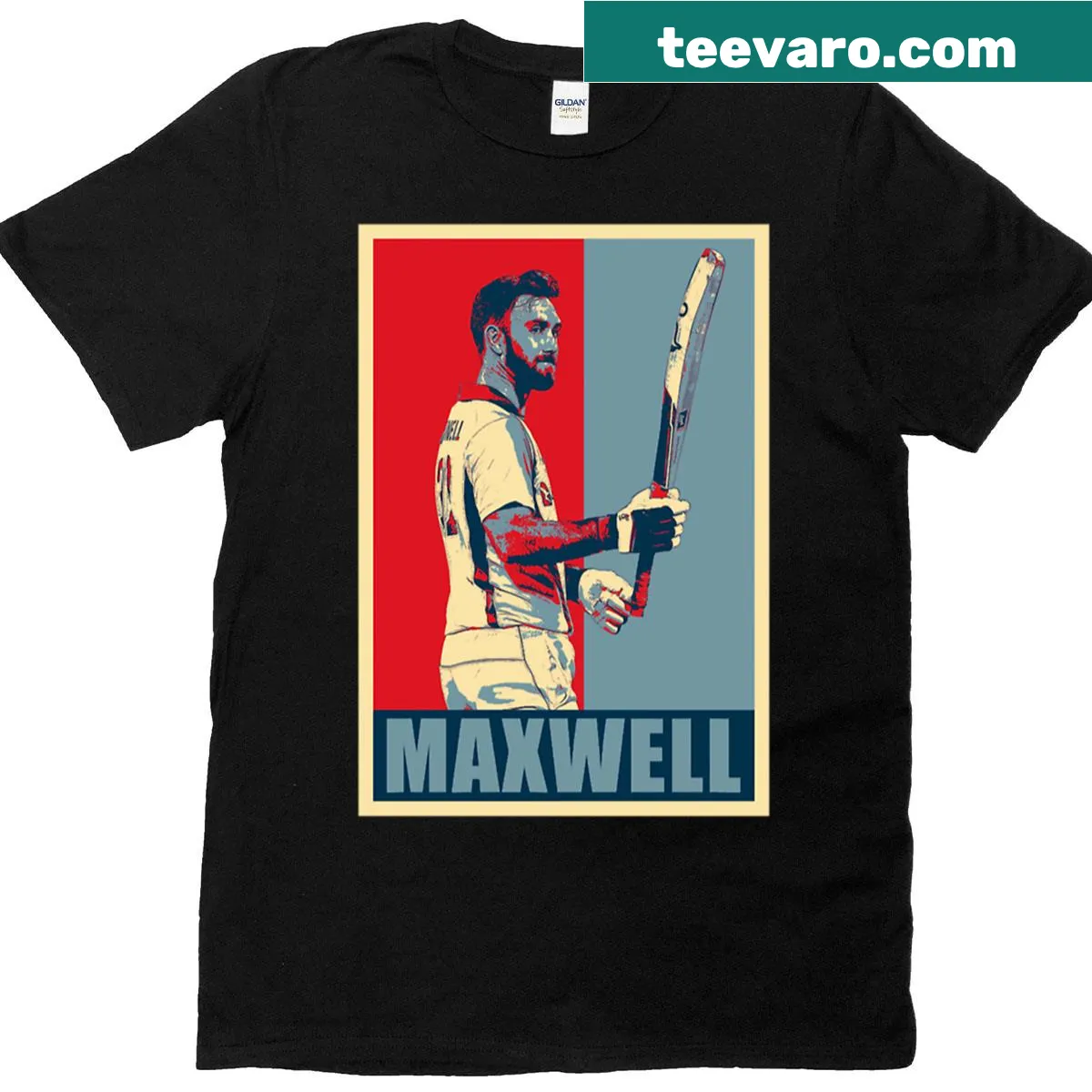 T-shirt featuring the name of cricketer Glenn Maxwell for fans — on a men's t-shirt