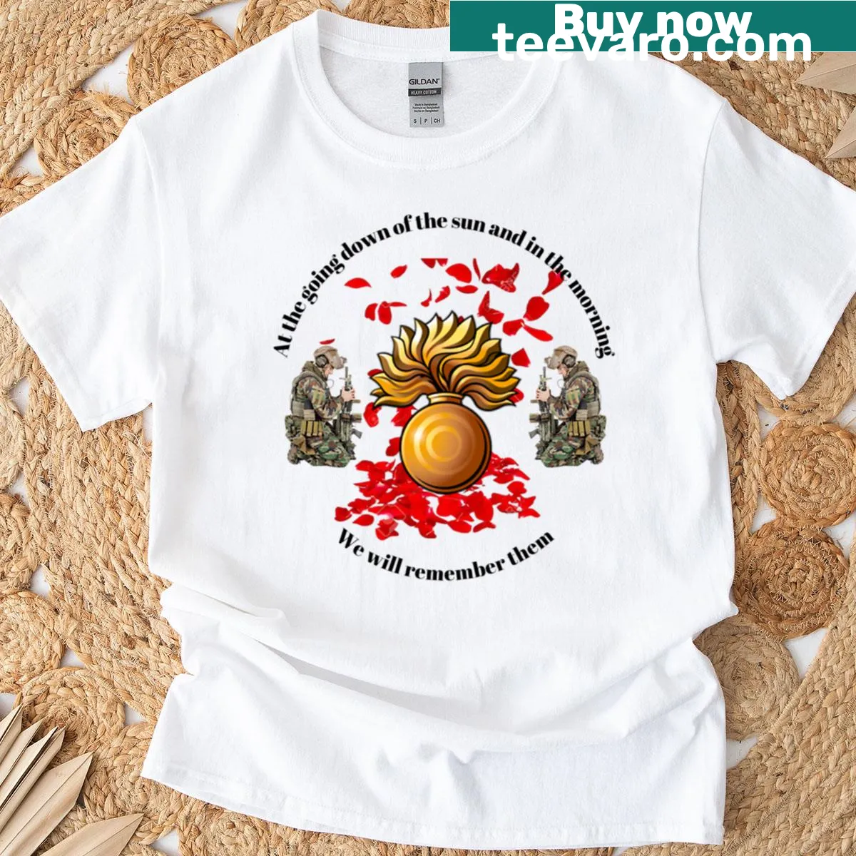 Tribute t-shirt for Grenadier Guards with respectful text — on a men's t-shirt