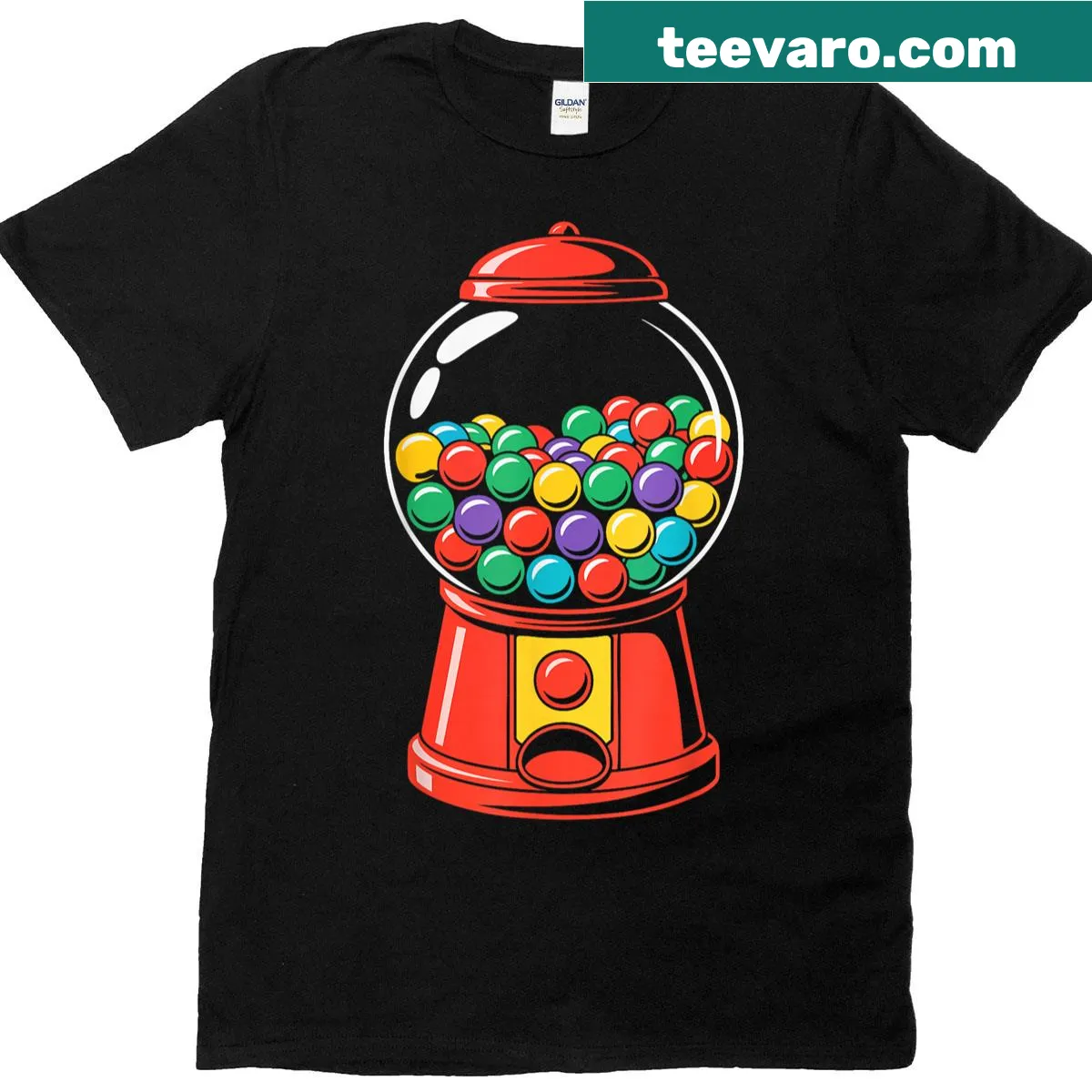 Gumball machine graphic for Halloween costume shirt — on a men's t-shirt