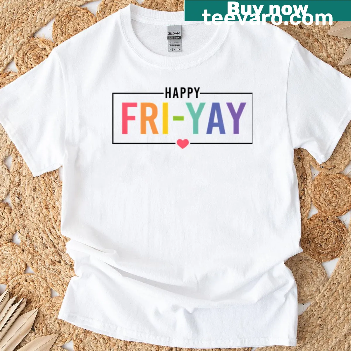 Funny teacher T-shirt with 'Happy Fri-yay' text — on a men's t-shirt