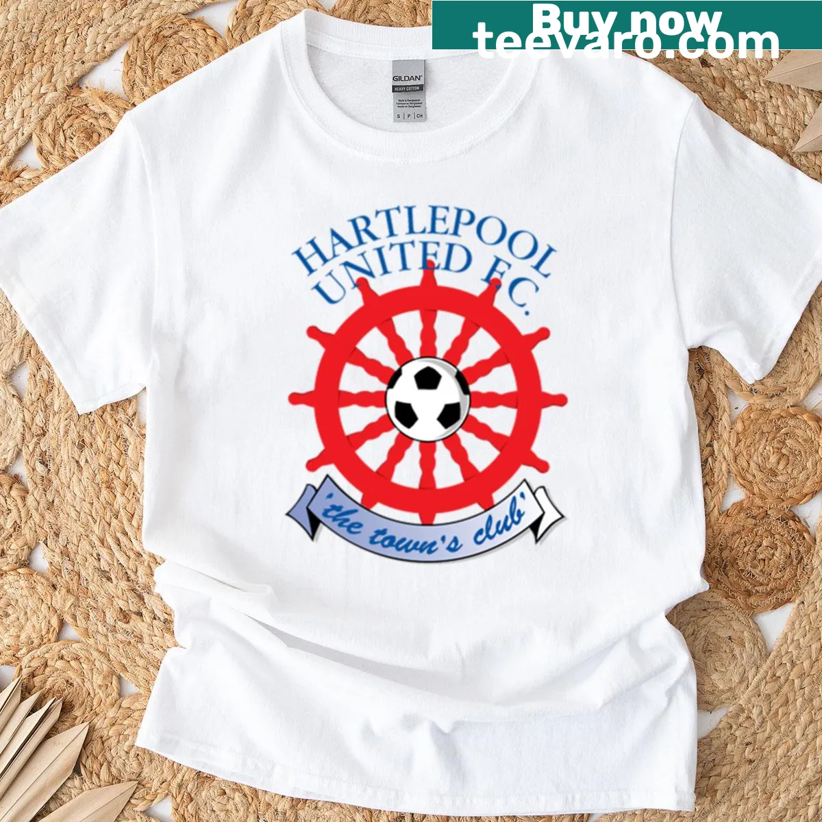 Hartlepool United team name T-shirt for football fans — on a men's t-shirt