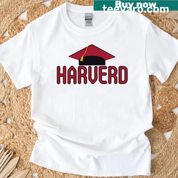 Minimalist Harverd University text design on a T-shirt