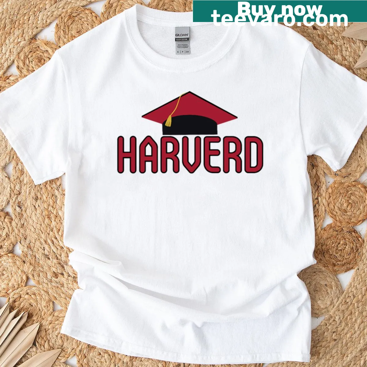 Minimalist Harverd University text design on a T-shirt — on a men's t-shirt