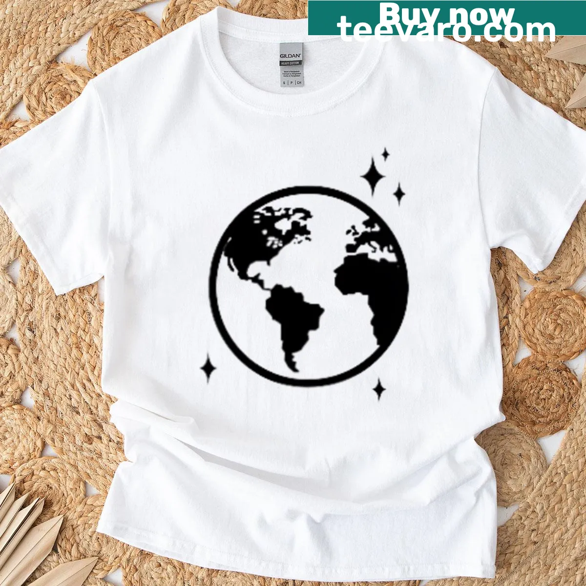 Celestial design with moon and stars in infinity motif — on a men's t-shirt