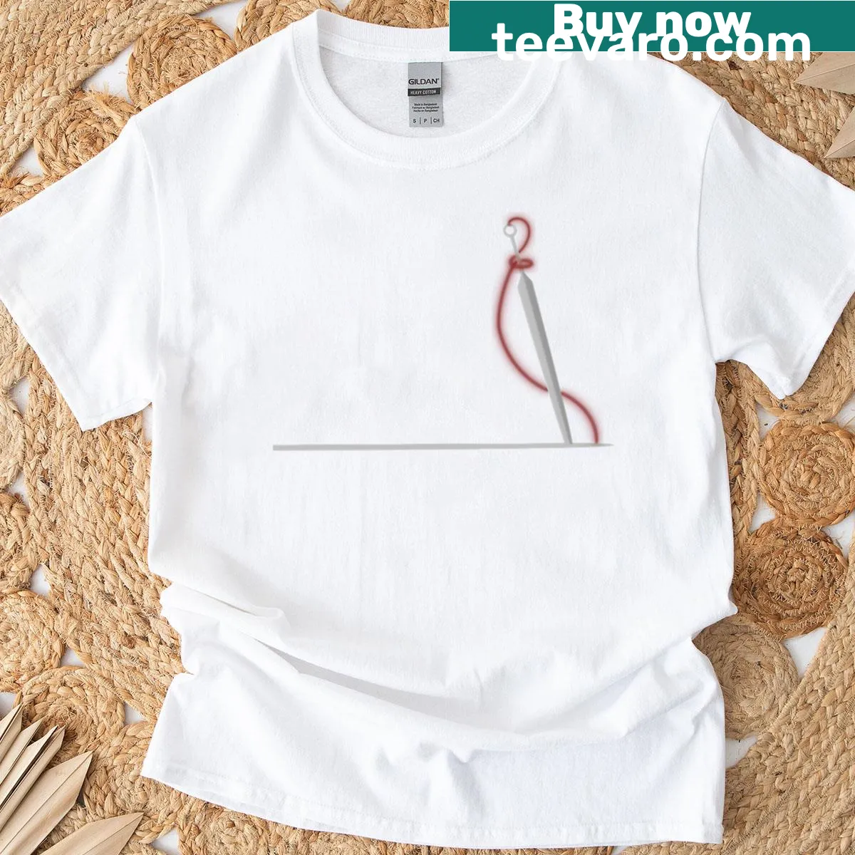 Hollow Knight's Needle illustrated on a unique t-shirt — on a men's t-shirt