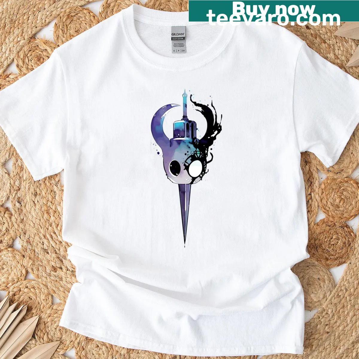Watercolor Hollow Knight design featuring 'City of Tears' — on a men's t-shirt