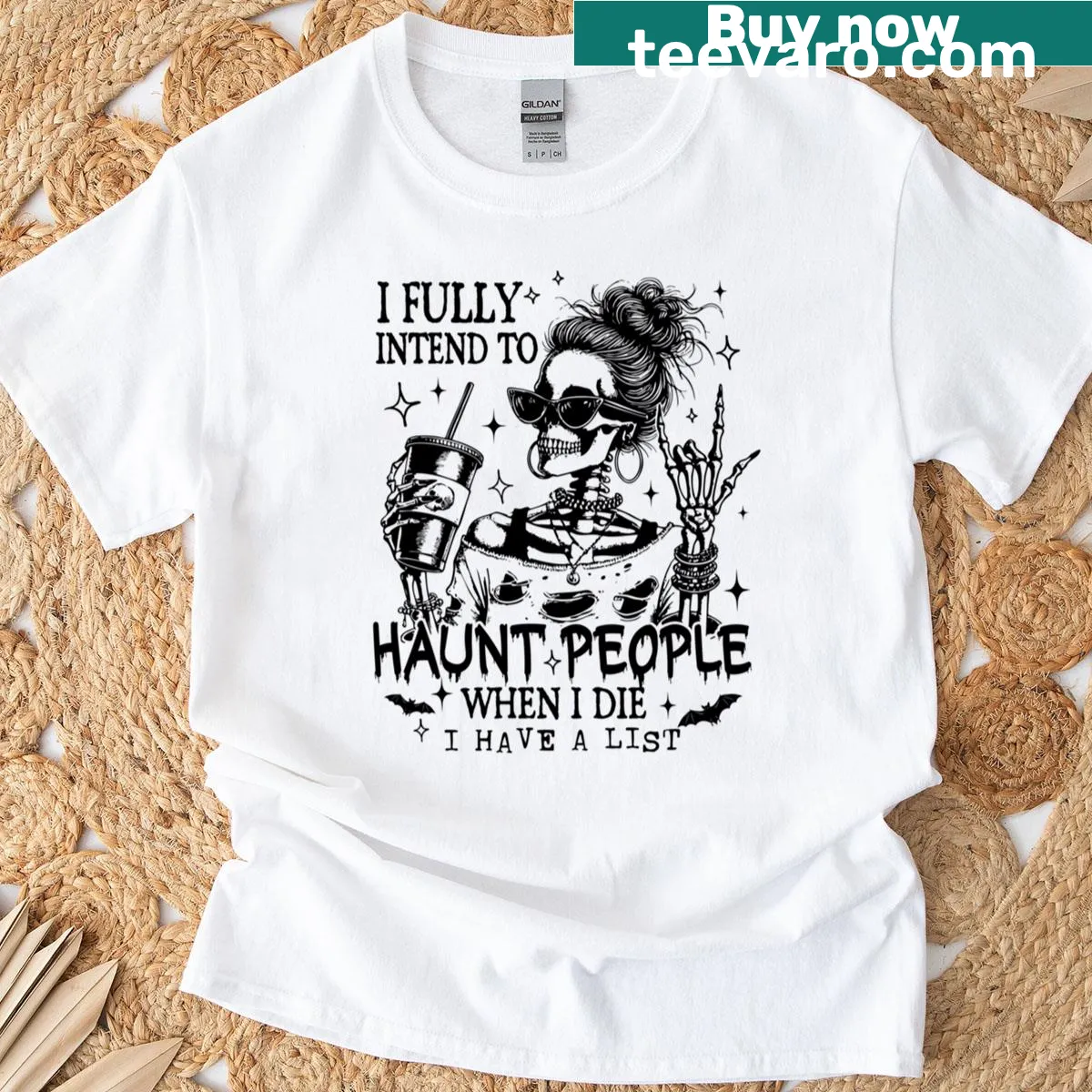 T-shirt with humorous text about haunting people when deceased — on a men's t-shirt