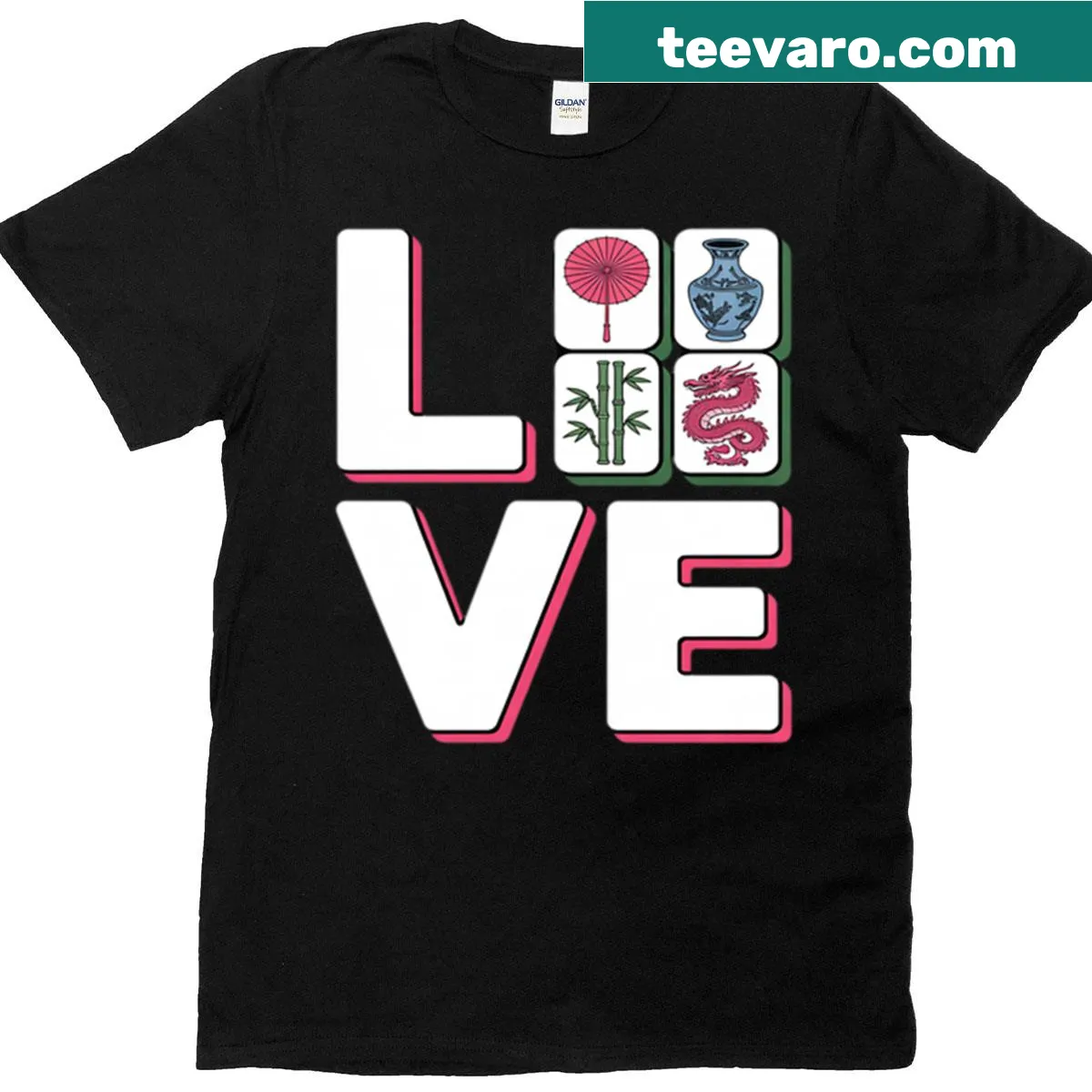 T-shirt with illustration of Mahjong tiles for enthusiasts of the game — on a men's t-shirt