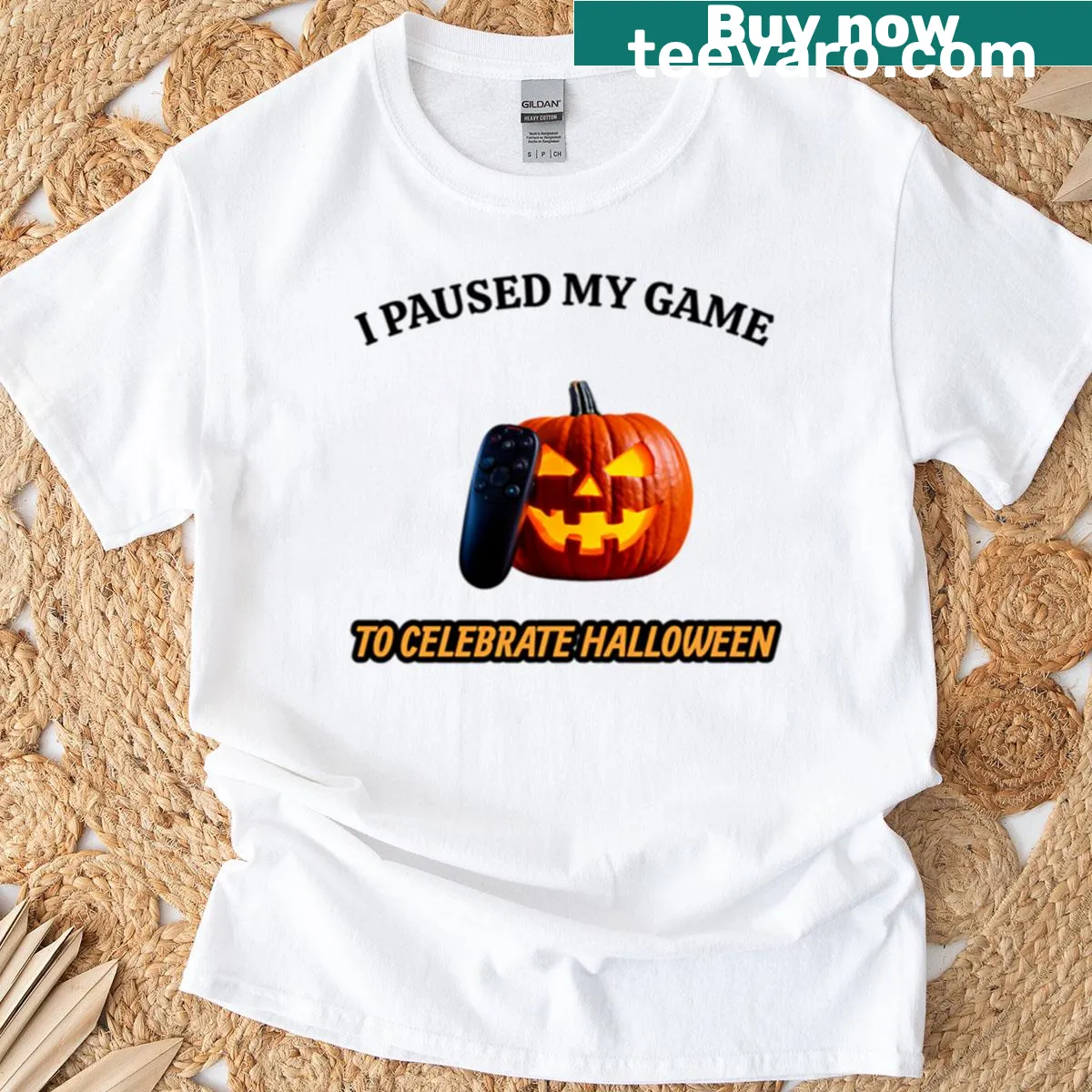Funny Halloween t-shirt with gaming theme — on a men's t-shirt