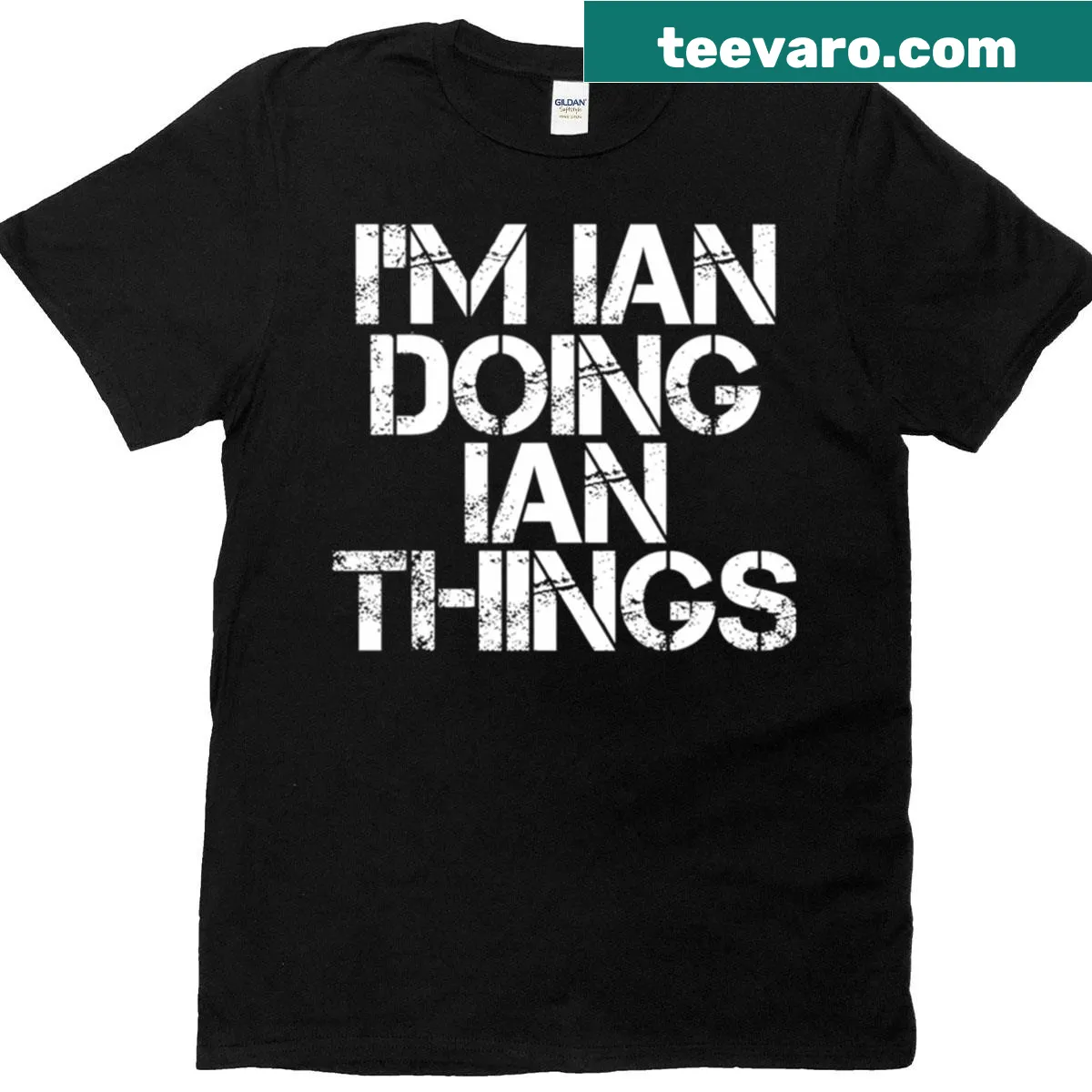 Funny T-shirt with phrase about being Ian and doing Ian things. — on a men's t-shirt