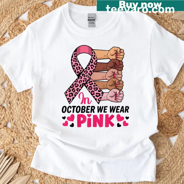 Text-based design proclaiming support for breast cancer awareness