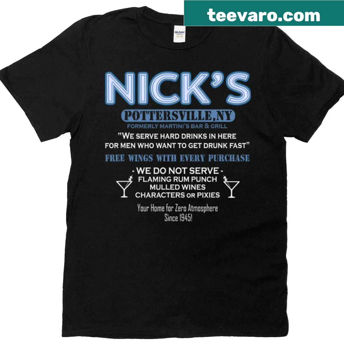 Nostalgic design featuring Nick’s Bar and characters from It’s A Wonderful Life — on a men's t-shirt