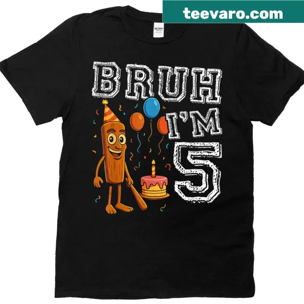 Funny t-shirt for kids with 'Bruh, I'm 5' and 'Italian Brainrot' text.