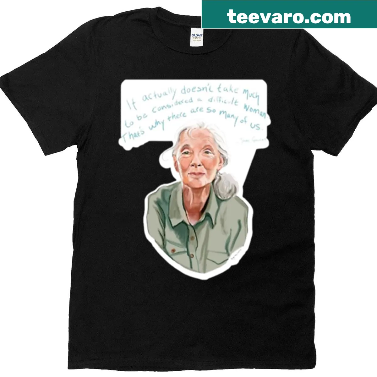 Tribute design for Jane Goodall on T-shirt — on a men's t-shirt