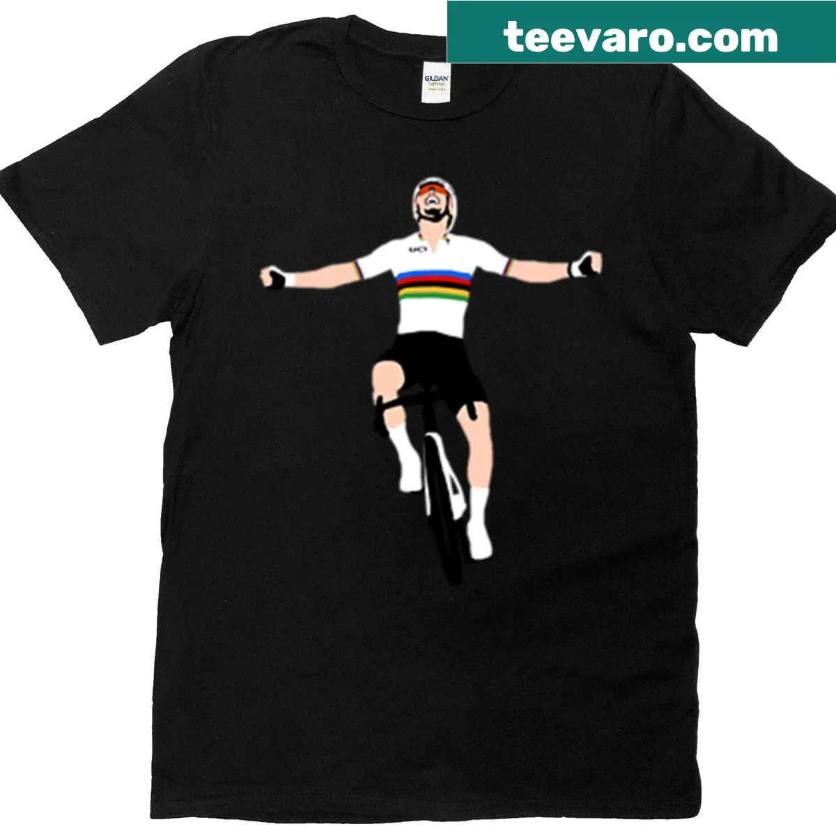 T-shirt featuring the name Julian Alaphilippe for cycling fans. — on a men's t-shirt