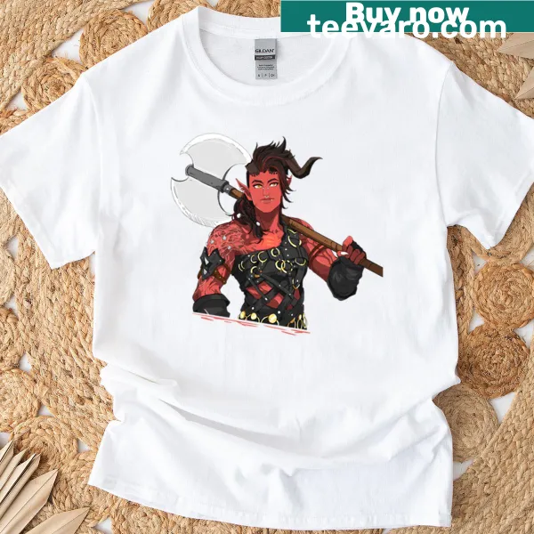 Baldur's Gate 3 t-shirt featuring character Karlach design