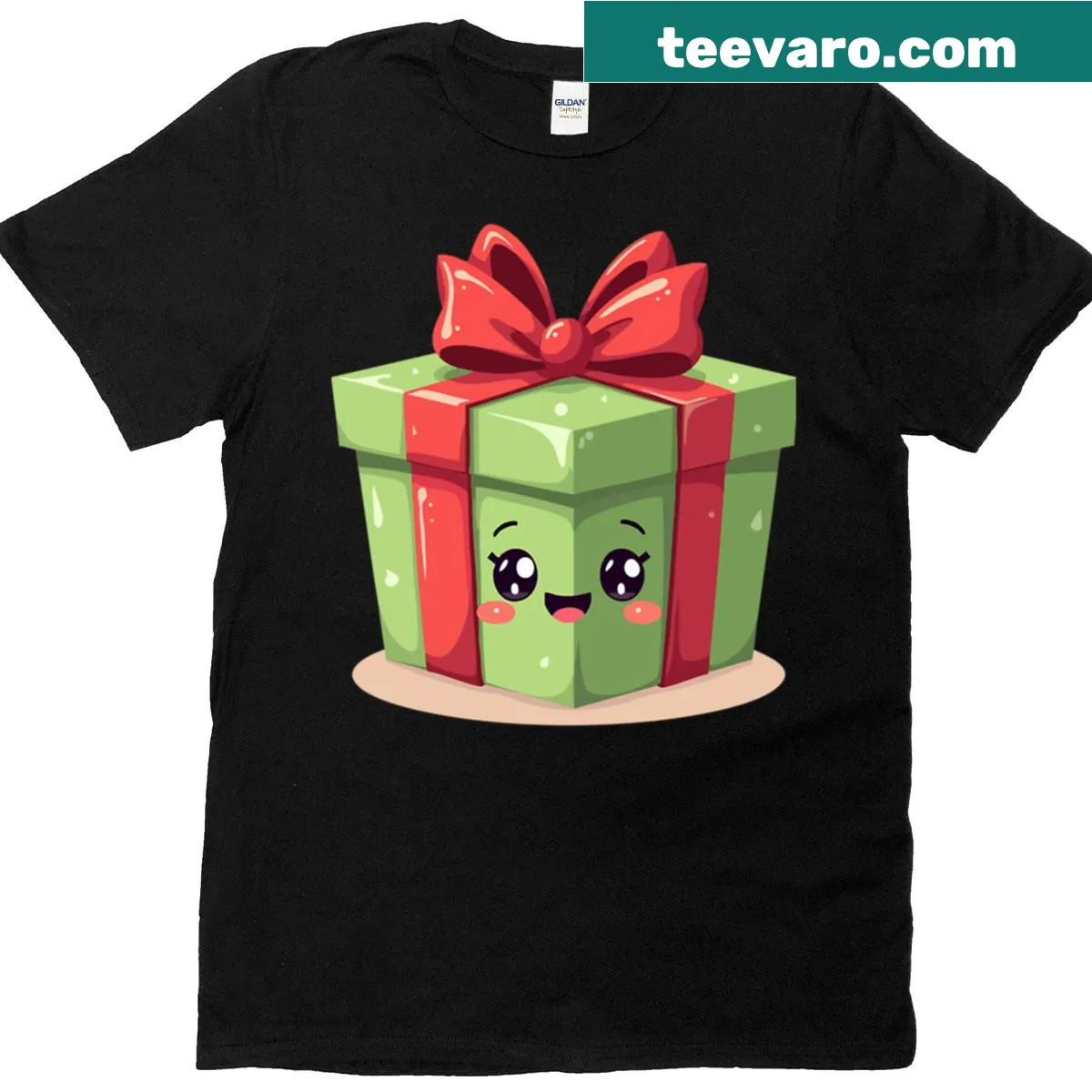 Cute cartoon gift box design for Christmas — on a men's t-shirt